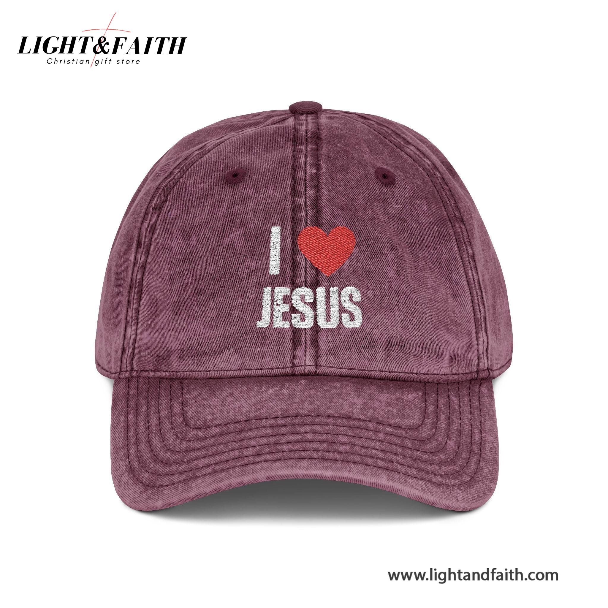 I Love Jesus Embroidered Cap, Christian Jesus Washed Cap, Religious Faith Based Hat For Men & Women, Christian Gifts LAFH20